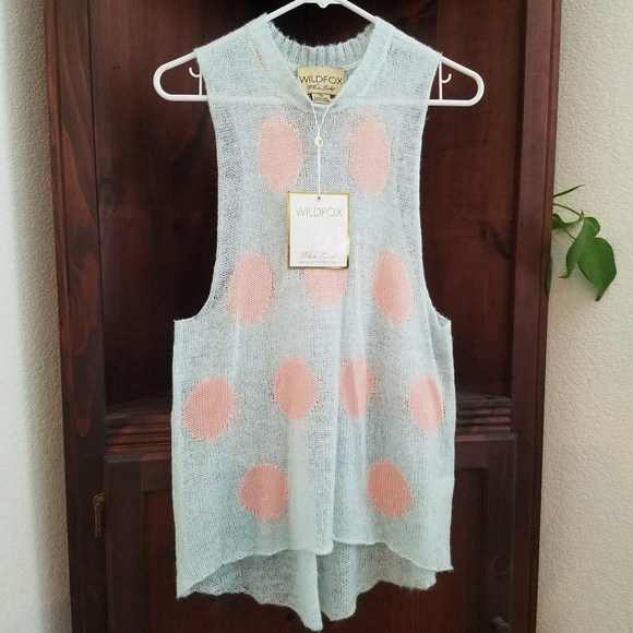 Wildfox Couture Polka Dot Knit Muscle Tunic Tank - Picture 2 of 5